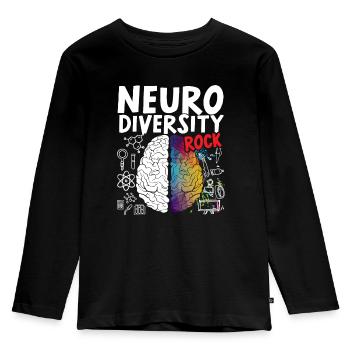 Neurodiversität Felsen Regenbogen Gehirn Autismus ASD ADHS - Kinder Premium Bio Langarmshirt - Schwarz - Vorne - AI Model Kid Male (0cm)