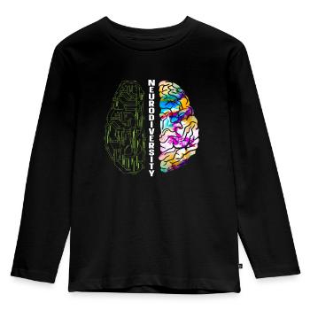 Neurodiversität Regenbogen Autismus Bewusstsein ASD ADHS - Kinder Premium Bio Langarmshirt - Schwarz - Vorne - AI Model Kid Male (0cm)