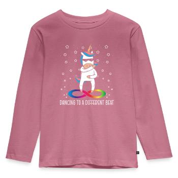 Dancing To A Different Beat Neurodiversity Unicorn - Kids' Premium Longsleeve Shirt - mauve - Front - AI Model Kid Female (0cm)