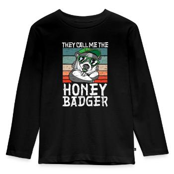 Sie nennen mich den Honig Dachs furchtloses Tier - Kinder Premium Bio Langarmshirt - Schwarz - Vorne - AI Model Kid Male (0cm)