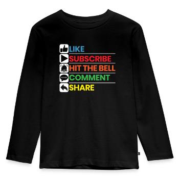 Like Subscribe Hit The Bell Comment Share Streamer - Kids' Premium Longsleeve Shirt - black - Front - AI Model Kid Male (0cm)
