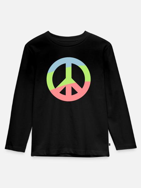 Peace - Kinder Premium Bio Langarmshirt - Schwarz