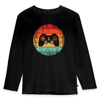 Gaming Gambling Gamer Gamer Controller Nerd vintage - T-shirt manches longues Premium Enfant - noir - Devant - AI Model Kid Male (0cm)