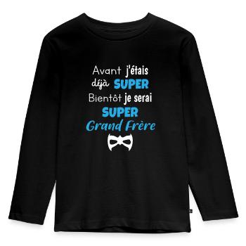Futur grand frère t shirt super grand frère - T-shirt manches longues Premium Enfant - noir - Devant - AI Model Kid Male (0cm)