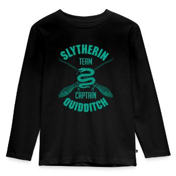 Harry Potter Slytherin Team Captain Quidditch - Kids' Premium Longsleeve Shirt - black - Front - AI Model Kid Male (0cm)