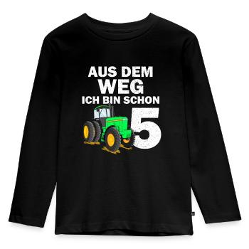 5. Geburtstag Junge Ich bin schon 5 Jahre Traktor - Kinder Premium Bio Langarmshirt - Schwarz - Vorne - AI Model Kid Male (0cm)