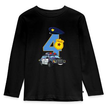 4. Geburtstag Polizist T-Shirt 4 Jahre Polizei - Kinder Premium Bio Langarmshirt - Schwarz - Vorne - AI Model Kid Male (0cm)