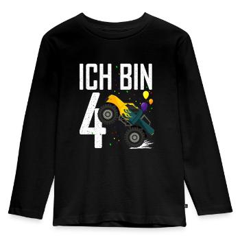 4. Geburtstag Junge 4 Jahre Monster Truck - Kinder Premium Bio Langarmshirt - Schwarz - Vorne - AI Model Kid Male (0cm)