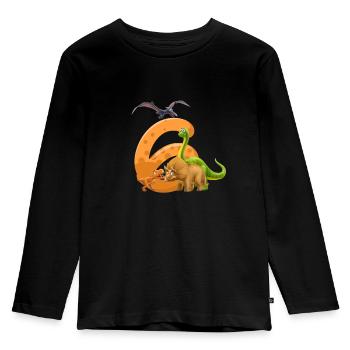 6 ans garçon dinosaure 6e anniversaire - T-shirt manches longues Premium Enfant - noir - Devant - AI Model Kid Male (0cm)