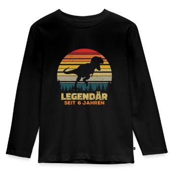 6. Geburtstag Dinosaurier T-Rex Junge Geschenk - Kinder Premium Bio Langarmshirt - Schwarz - Vorne - AI Model Kid Male (0cm)
