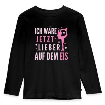 Eiskunstlauf Eislaufen Schlittschuhlaufen Spruch - Kinder Premium Bio Langarmshirt - Schwarz - Vorne - AI Model Kid Male (0cm)
