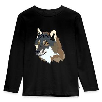 loup - T-shirt manches longues Premium Enfant - noir - Devant - AI Model Kid Male (0cm)