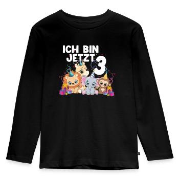 Ich bin jetzt 3 kindergeburtstag Geschenk Idee - Kinder Premium Bio Langarmshirt - Schwarz - Vorne - AI Model Kid Male (0cm)