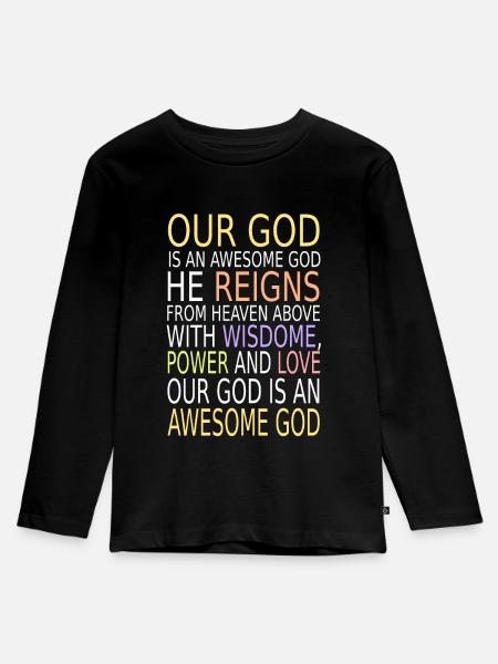 Awesome God - Kinder Premium Bio Langarmshirt - Schwarz
