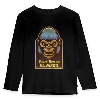 blue berry blades affe robot - Kinder Premium Bio Langarmshirt - Schwarz - Vorne - AI Model Kid Male (0cm)