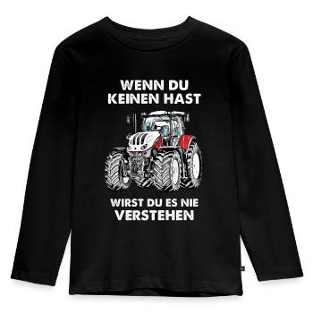 LANDWIRT MASCHINEN TRECKER EKG TRAKTOREN - Kinder Premium Bio Langarmshirt - Schwarz - Vorne - AI Model Kid Male (0cm)