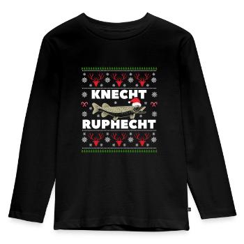 Knecht Ruphecht Angler Hecht Weihnachten - Kinder Premium Bio Langarmshirt - Schwarz - Vorne - AI Model Kid Male (0cm)
