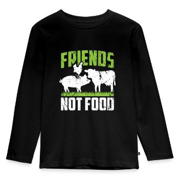 Des amis pas de la nourriture végétalienne - T-shirt manches longues Premium Enfant - noir - Devant - AI Model Kid Male (0cm)
