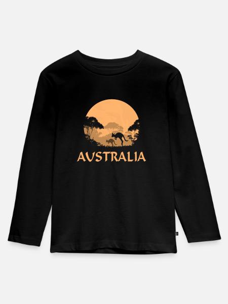 Kängurus - Australia - Australien - Kinder Premium Bio Langarmshirt - Schwarz
