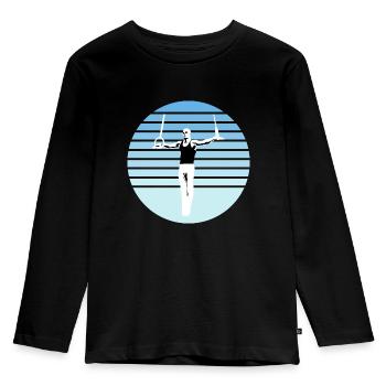 Turnen, Turner an Ringen, Gymnastics - Kinder Premium Bio Langarmshirt - Schwarz - Vorne - AI Model Kid Male (0cm)