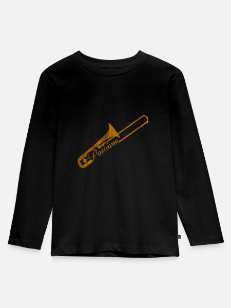 Posaune - Kinder Premium Bio Langarmshirt - Schwarz