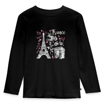 France Paris - T-shirt manches longues Premium Enfant - noir - Devant - AI Model Kid Male (0cm)