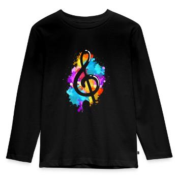 Clé de musique - T-shirt manches longues Premium Enfant - noir - Devant - AI Model Kid Male (0cm)