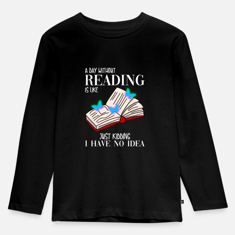 Lesen Leseratte - Kinder Premium Bio Langarmshirt - Schwarz