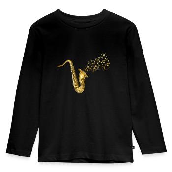 Saxophone instrument - Kids' Premium Longsleeve Shirt - black - Front - AI Model Kid Male (0cm)
