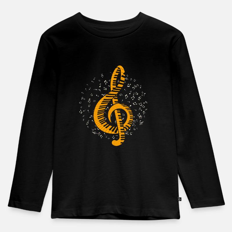 Klavier - Kinder Premium Bio Langarmshirt - Schwarz