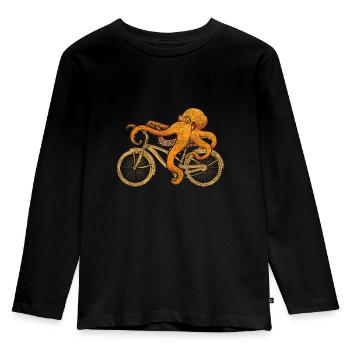 Krake Fahrrad - Kinder Premium Bio Langarmshirt - Schwarz - Vorne - AI Model Kid Male (0cm)