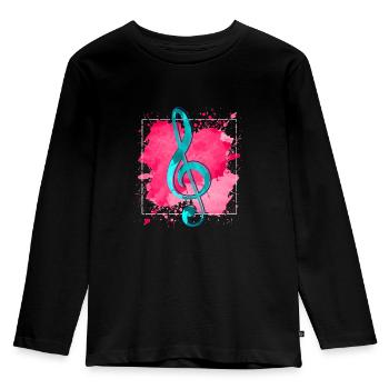 Notenschlüssel - Kinder Premium Bio Langarmshirt - Schwarz - Vorne - AI Model Kid Male (0cm)