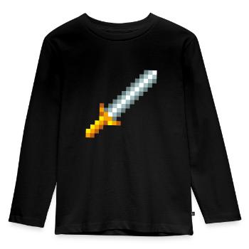 Retro 8-bit Pixel Schwert - Kinder Premium Bio Langarmshirt - Schwarz - Vorne - AI Model Kid Male (0cm)