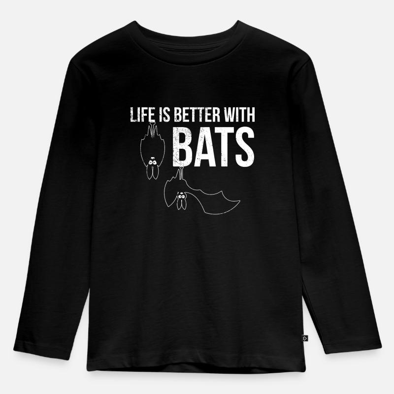 Fledermaus - Kinder Premium Bio Langarmshirt - Schwarz