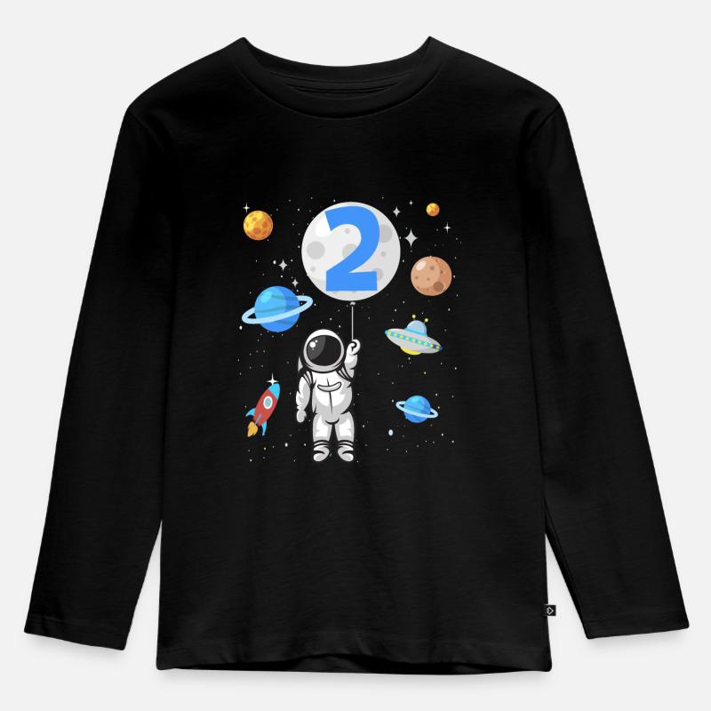 Astronaute fusée 2ème anniversaire de l’espace 2 ans - T-shirt manches longues Premium Enfant - noir