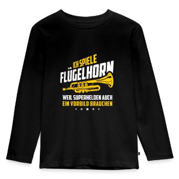 Flügelhorn Instrument Horn Blasmusik Brass Spruch - Kinder Premium Bio Langarmshirt - Schwarz - Vorne - AI Model Kid Male (0cm)
