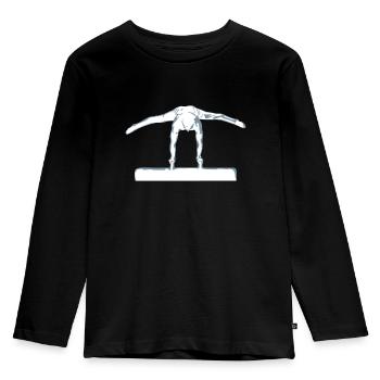 Gymnaste sur le cheval de côté, gymnastique, gymnastique - T-shirt manches longues Premium Enfant - noir - Devant - AI Model Kid Male (0cm)