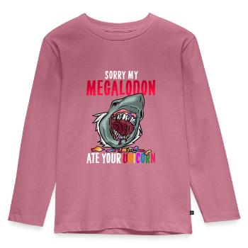 Megalodon Unicorn T-Shirt Primeval Dino Fossils - Kids' Premium Longsleeve Shirt - mauve - Front - AI Model Kid Female (0cm)