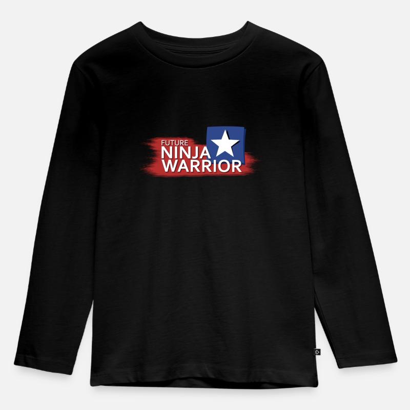 Future Ninja Warrior - Kinder Premium Bio Langarmshirt - Schwarz