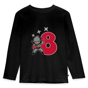 Ninja 8 year gift - Kids' Premium Longsleeve Shirt - black - Front - AI Model Kid Male (0cm)