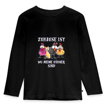 zuhause ist wo meine Hühner sind - Kinder Premium Bio Langarmshirt - Schwarz - Vorne - AI Model Kid Male (0cm)