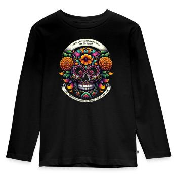 Eternal Marigold Calavera - Kids' Premium Longsleeve Shirt - black - Front - AI Model Kid Male (0cm)