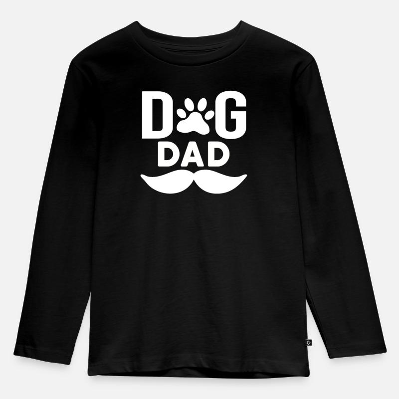 Hund Papa - Kinder Premium Bio Langarmshirt - Schwarz
