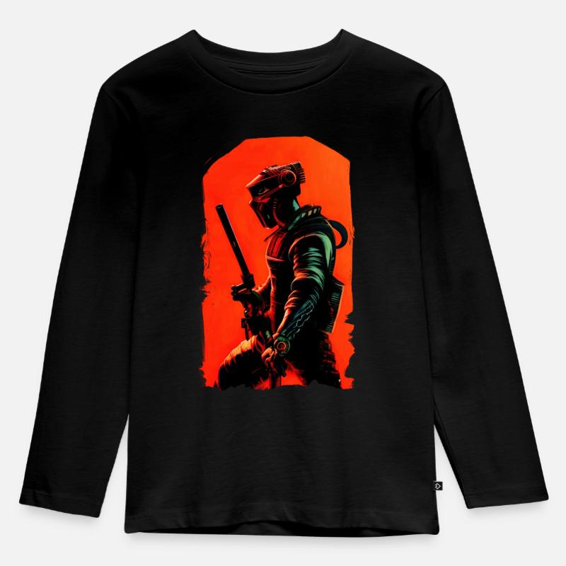 Steampunk Samurai - Kids' Premium Longsleeve Shirt - black