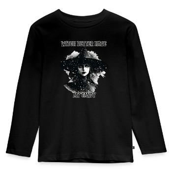 Sorcière mieux avoir mes bonbons - T-shirt manches longues Premium Enfant - noir - Devant - AI Model Kid Male (0cm)