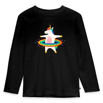 Unicorn Hooping Queen - Kids' Premium Longsleeve Shirt - black - Front - AI Model Kid Male (0cm)