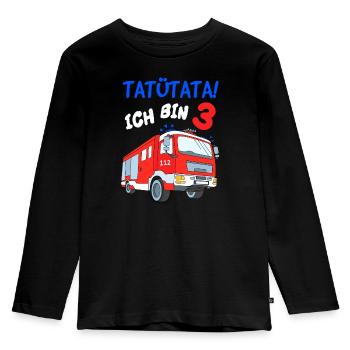 Feuerwehrauto 3. Geburtstag Feuerwehr 3 Jahre - Kinder Premium Bio Langarmshirt - Schwarz - Vorne - AI Model Kid Male (0cm)