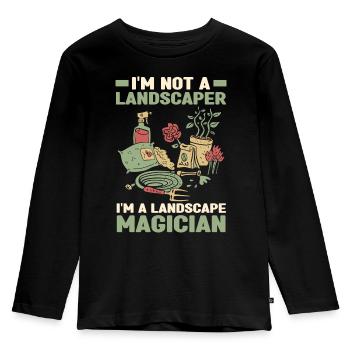 Landschaftsbau Landschaftsgärtner Gärtner Geschenk - Kinder Premium Bio Langarmshirt - Schwarz - Vorne - AI Model Kid Male (0cm)