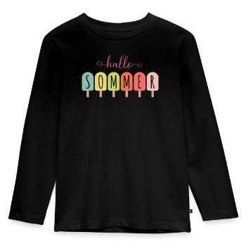 Hallo Sommer - Sommerliches Wassereis T-Shirt - Kinder Premium Bio Langarmshirt - Schwarz - Vorne - AI Model Kid Male (0cm)
