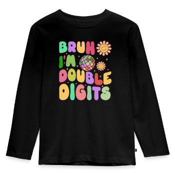 10ème Anniversaire Fille Idée Cadeau Double Chiffres - T-shirt manches longues Premium Enfant - noir - Devant - AI Model Kid Male (0cm)